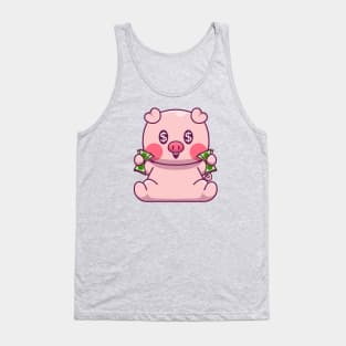 Cute pig holding paper money Tank Top